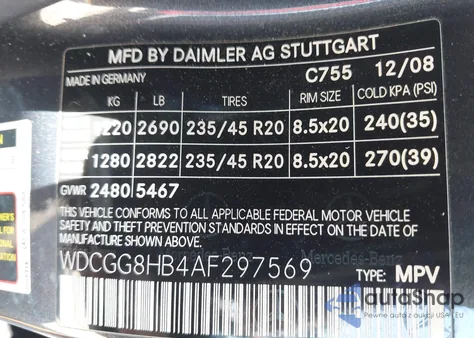 2010 Mercedes-Benz Glk 350 4Matic from USA, damaged, VIN WDCGG8HB4AF297569